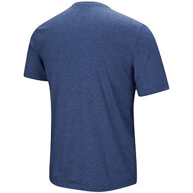 Men's Under Armour Heathered Navy New York Yankees Stripe Logo Tri-Blend T-Shirt