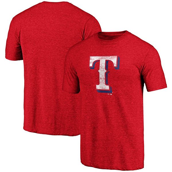 Texas Rangers Fanatics Branded Weathered Official Logo Tri-Blend T-Shirt -  Heathered Red