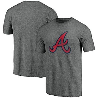 Men's Fanatics Branded Heathered Gray Atlanta Braves Weathered Official Logo Tri-Blend T-Shirt