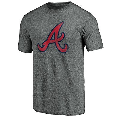 Men's Fanatics Branded Heathered Gray Atlanta Braves Weathered Official Logo Tri-Blend T-Shirt