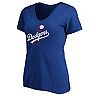 Women's Fanatics Branded Royal Los Angeles Dodgers Core Cooperstown Collection Huntington V-Neck T-Shirt