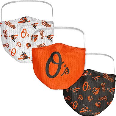 Adult Fanatics Branded Baltimore Orioles All Over Logo Face Covering 3-Pack