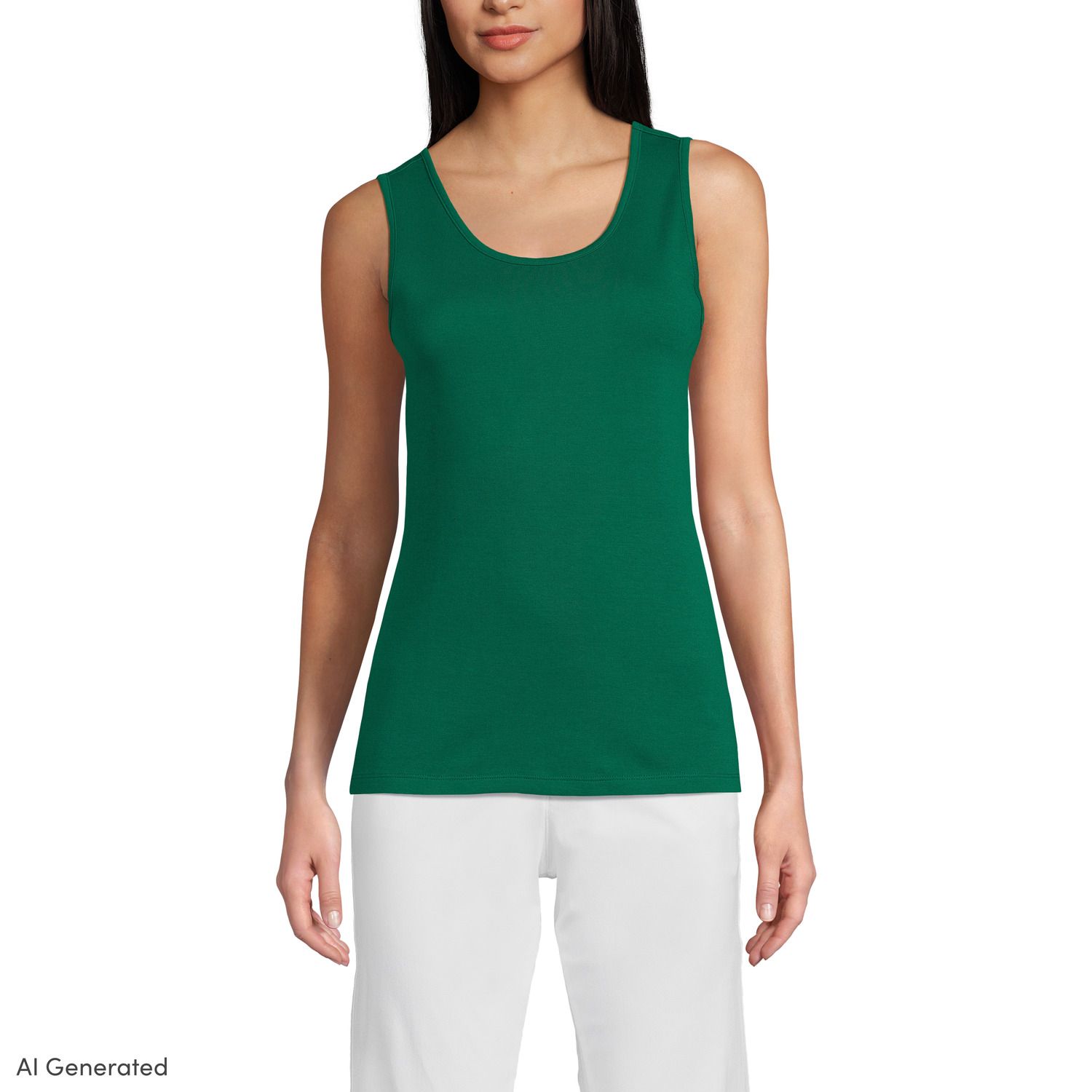 Lands' End Women's Cotton Tank Top - Soft Interlock Knit, Living Coral Color, Size 2X
