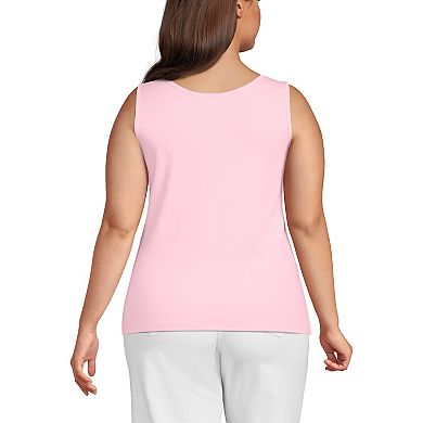 Plus Size Lands' End Cotton Scoopneck Tank Top