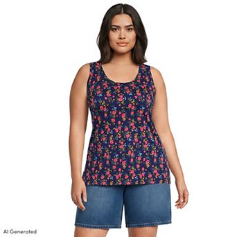 Plus Size Lands' End Cotton Scoopneck Tank Top