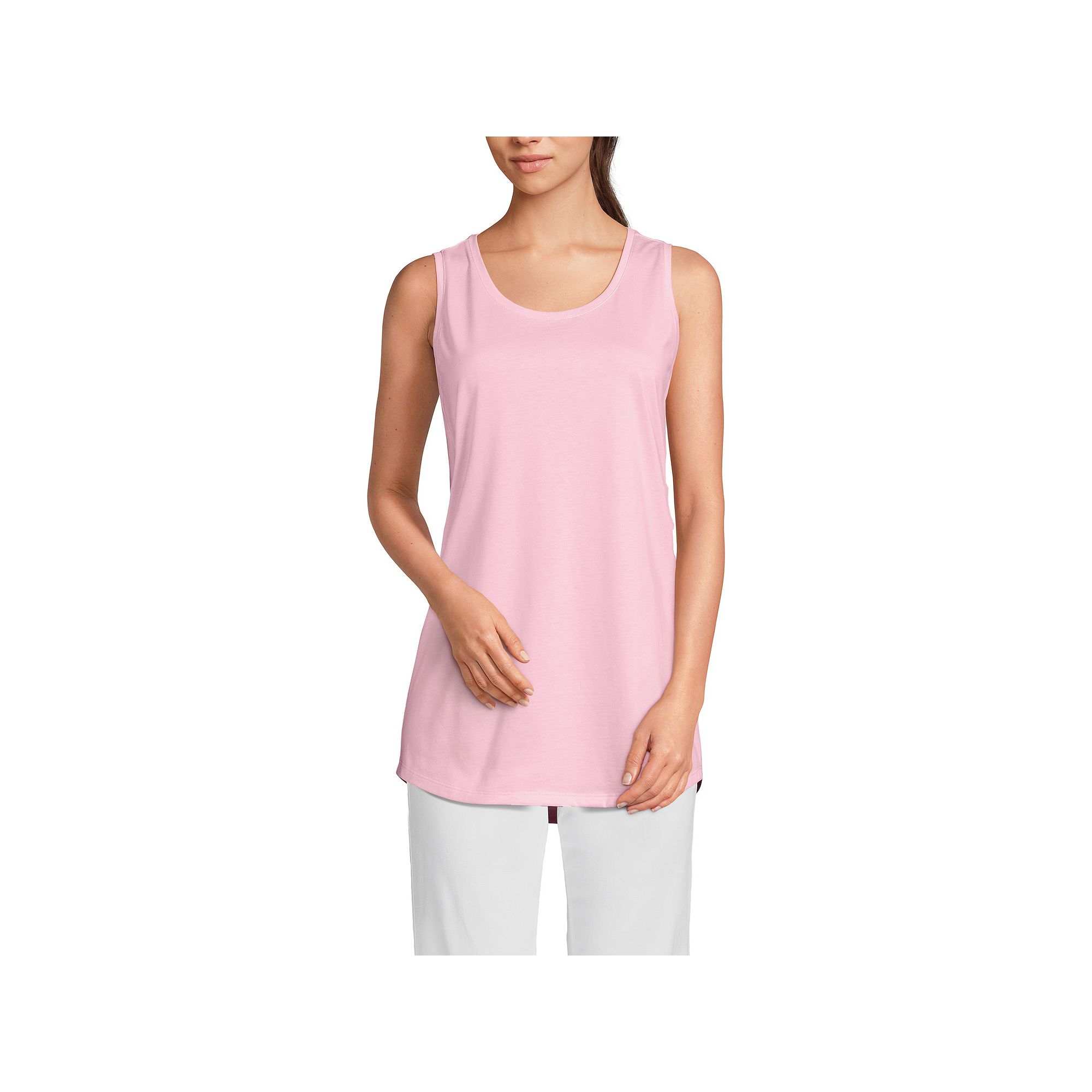 Womens Lands End Supima Cotton Scoopneck Tunic Tank Top, Size: Large Tall