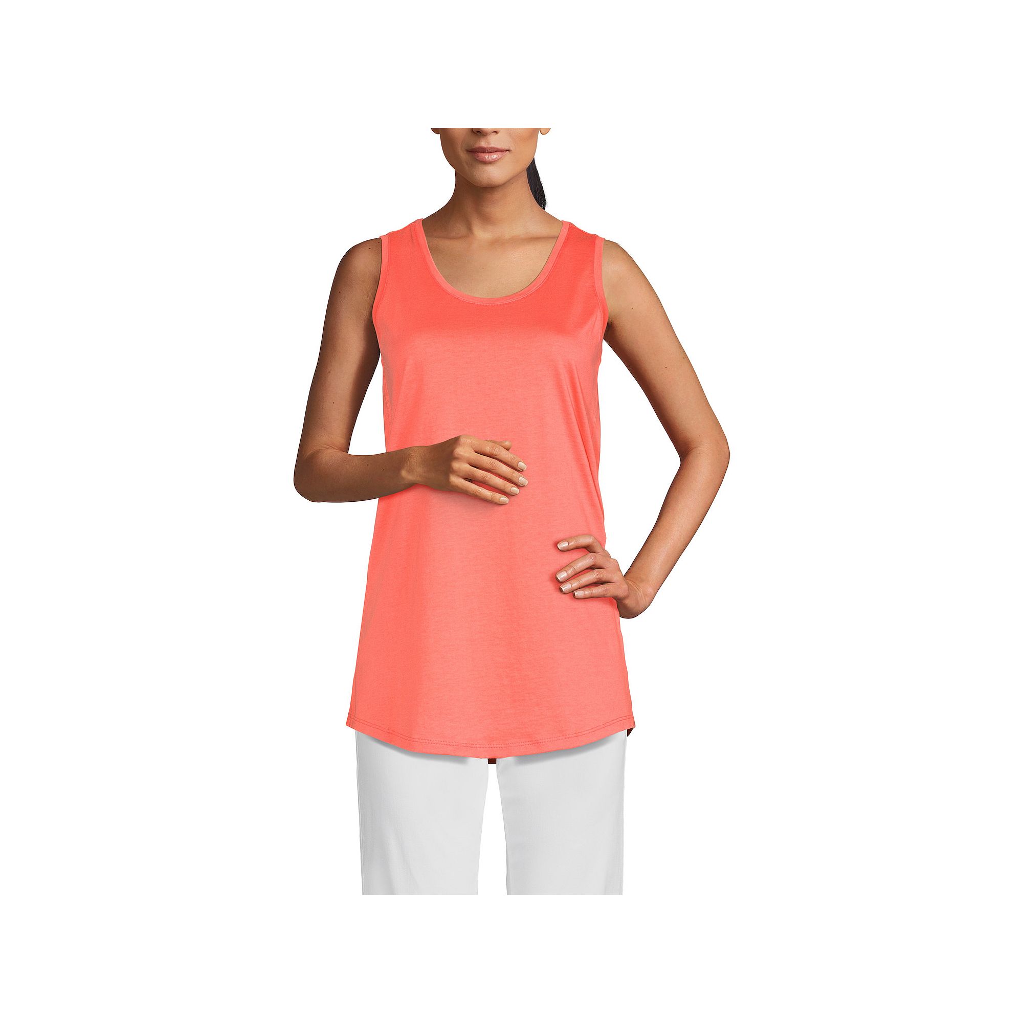 Womens Lands End Supima Cotton Scoopneck Tunic Tank Top, Size: Large Tall