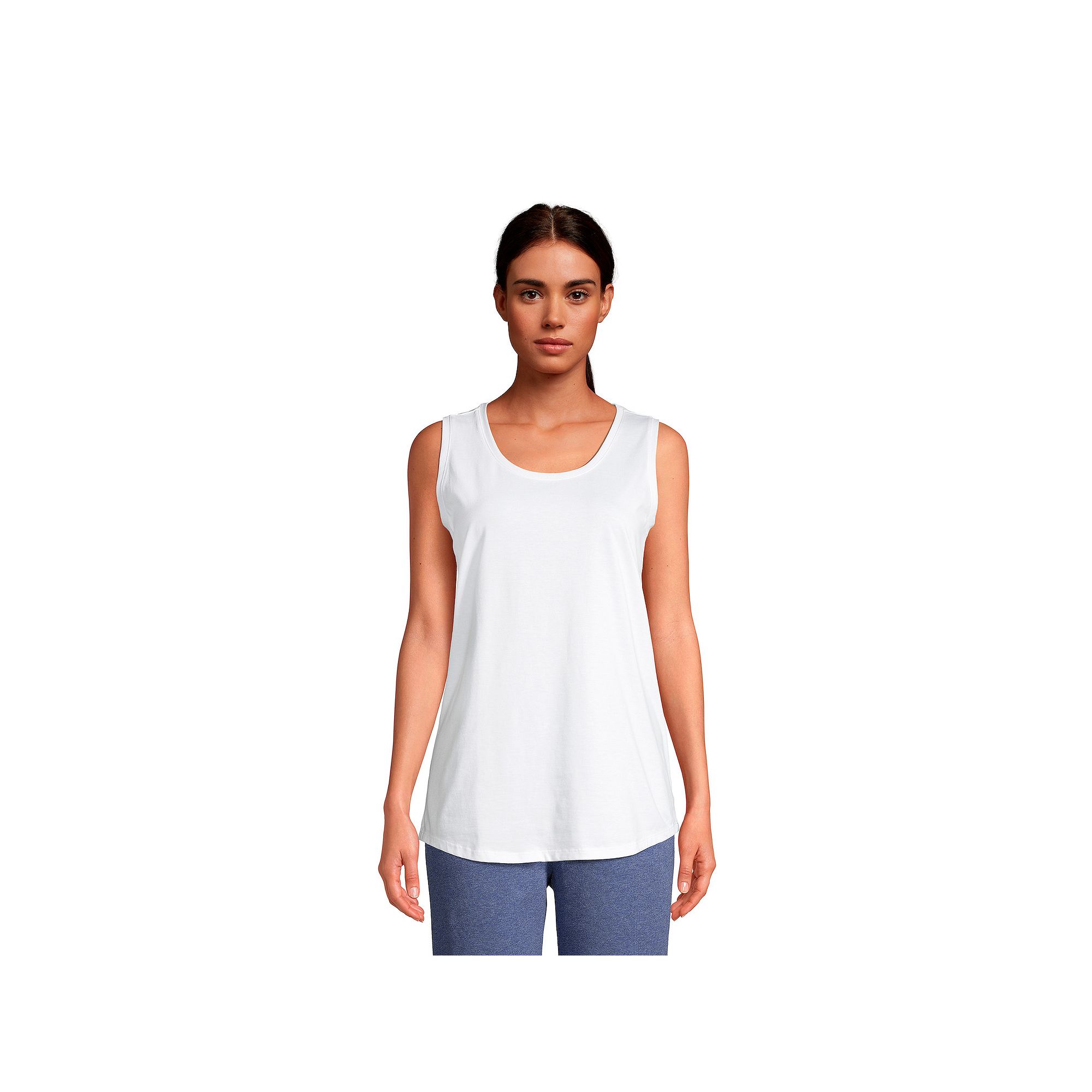 Womens Lands End Supima Cotton Scoopneck Tunic Tank Top, Size: Medium Tal