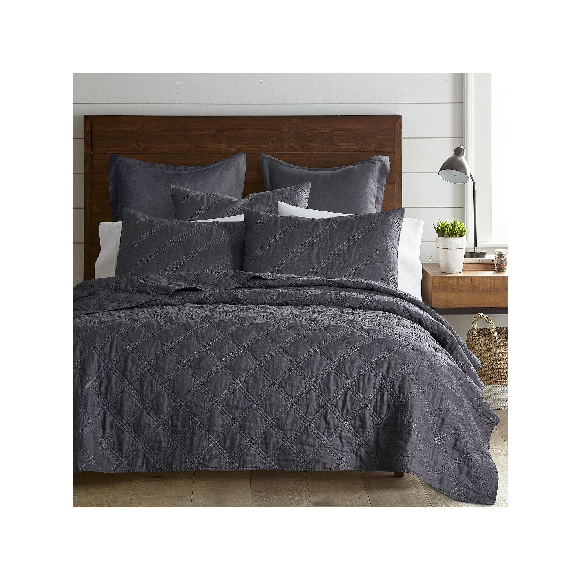 Levtex Home Washed Linen Quilt or Sham, Grey