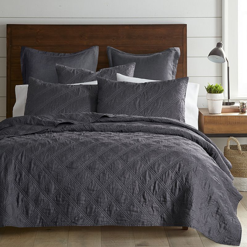 70733397 Levtex Home Washed Linen Quilt or Sham, Grey, Std  sku 70733397