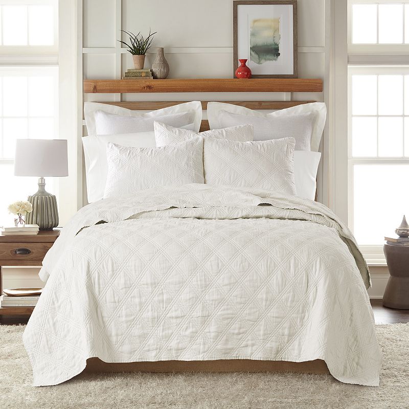 Levtex Home Washed Linen Quilt or Sham, White, KING SHAM