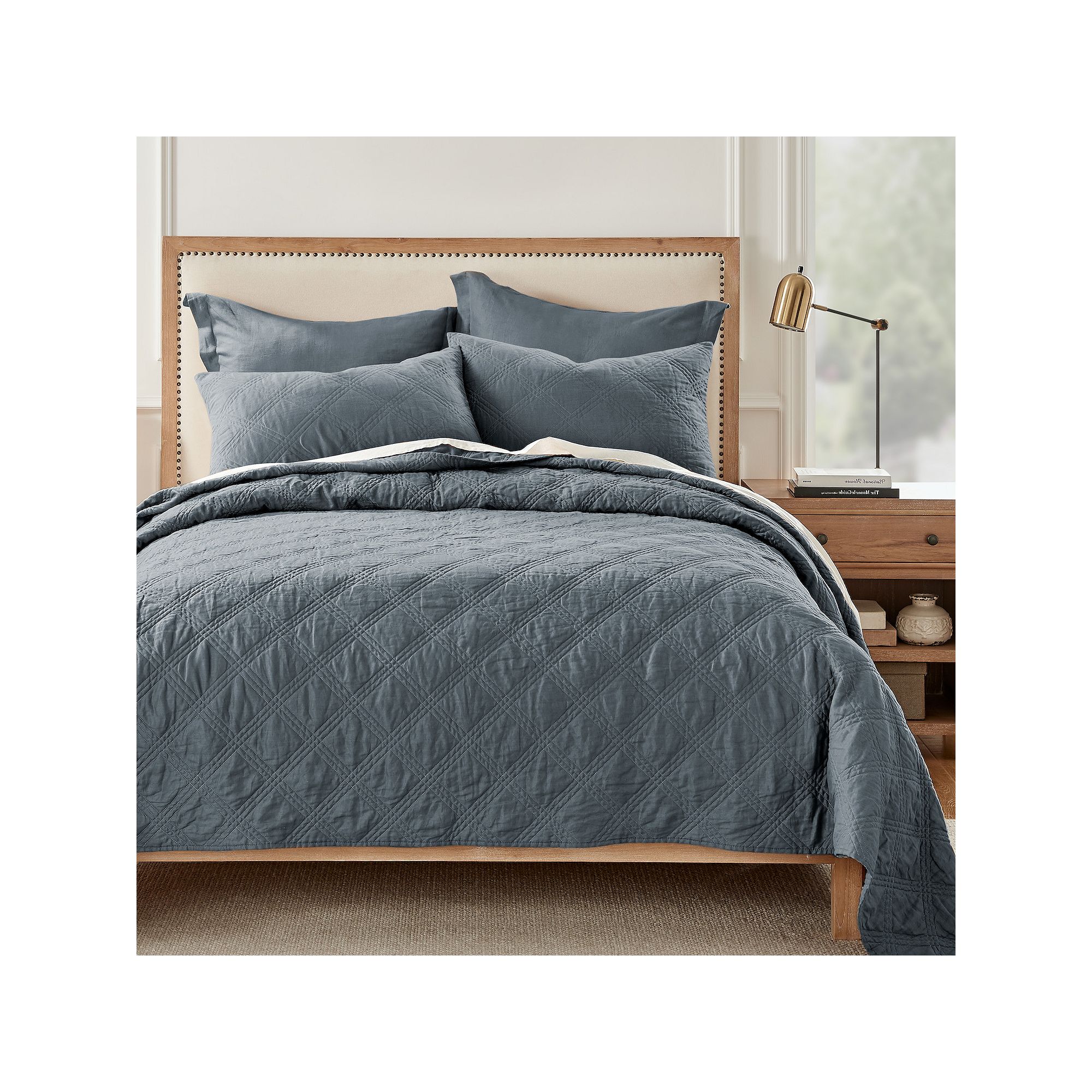 Levtex Home Washed Linen Quilt or Sham, Blue Blue