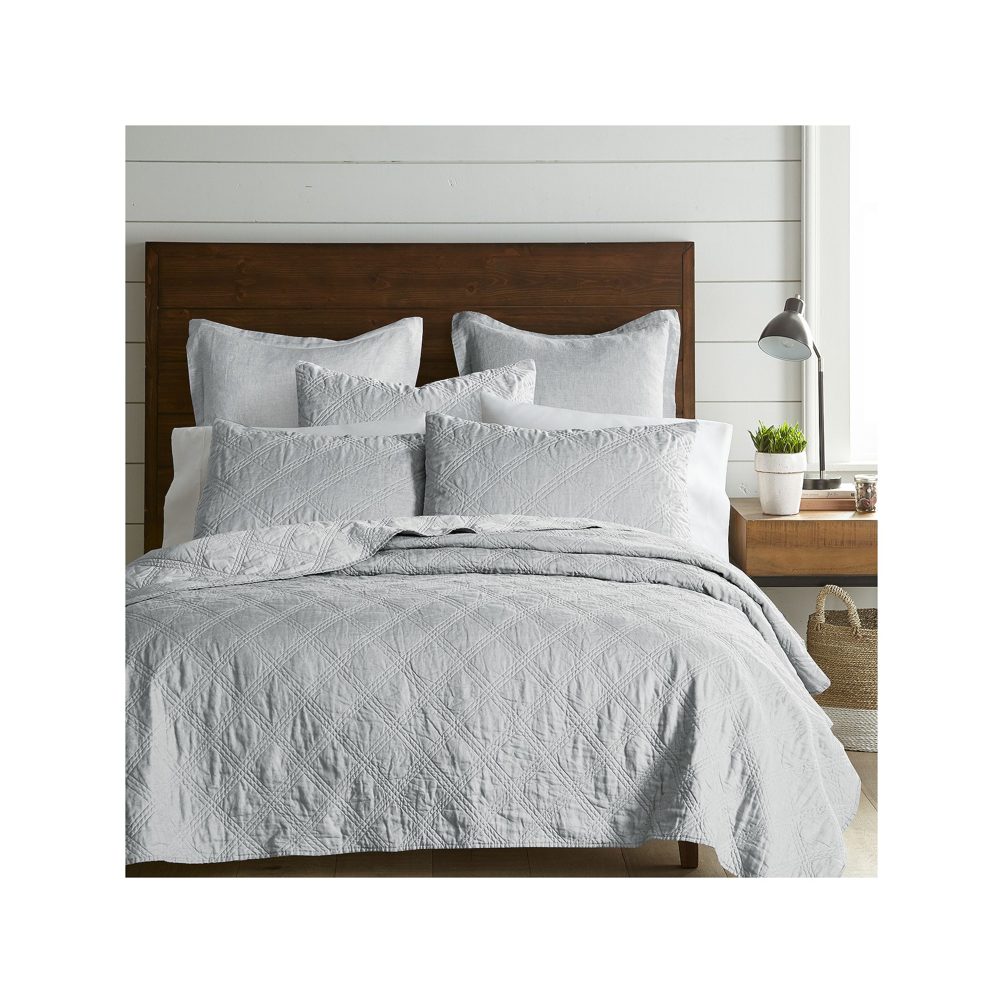 Levtex Home Washed Linen Quilt or Sham, Light Gray