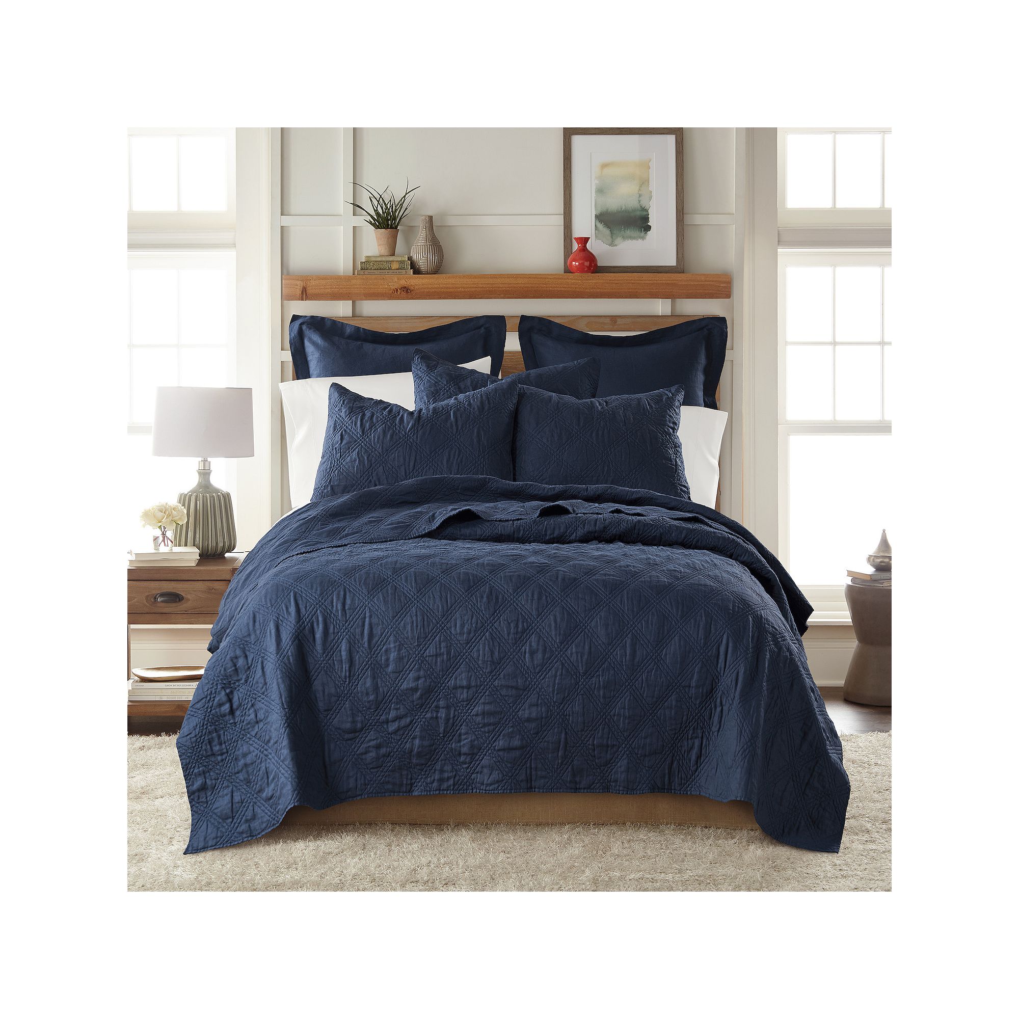 Levtex Home Washed Linen Quilt or Sham, Blue
