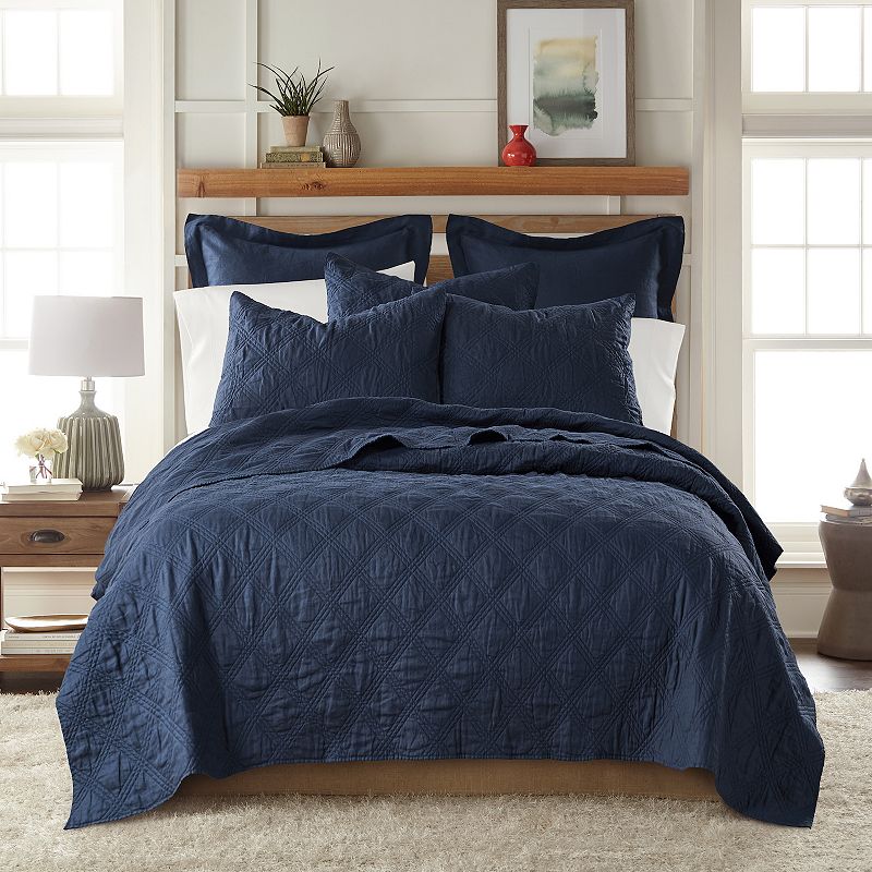 Levtex Home Washed Linen Quilt or Sham, Blue, Full/Queen