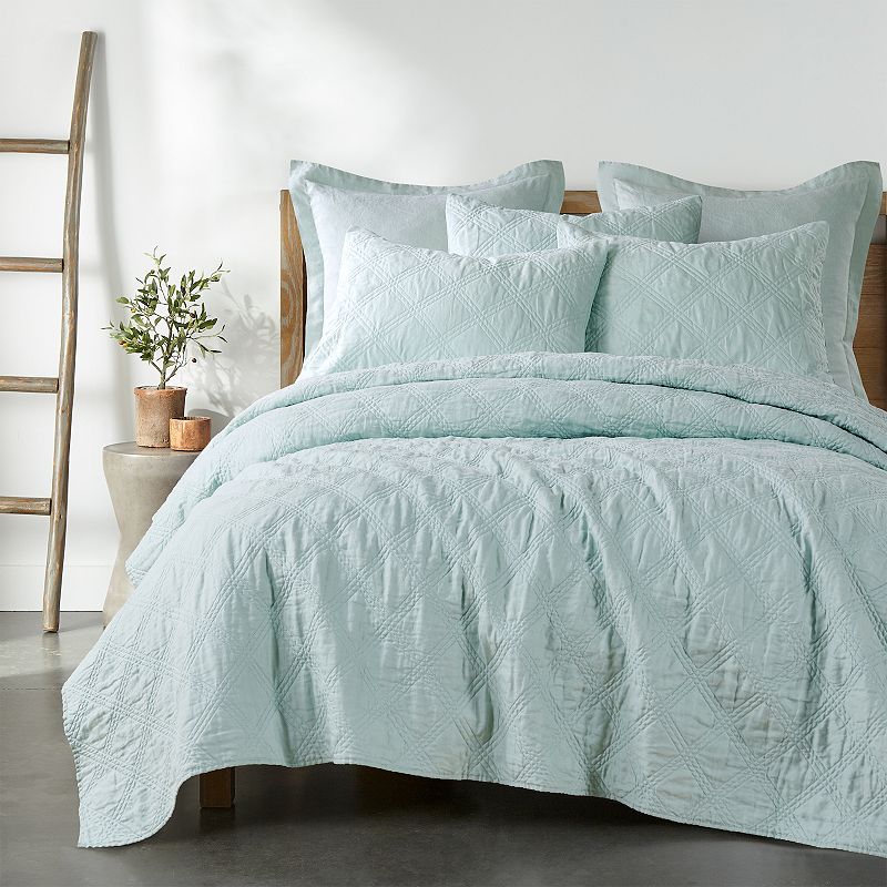 75903377 Levtex Home Washed Linen Quilt or Sham, Blue, King sku 75903377