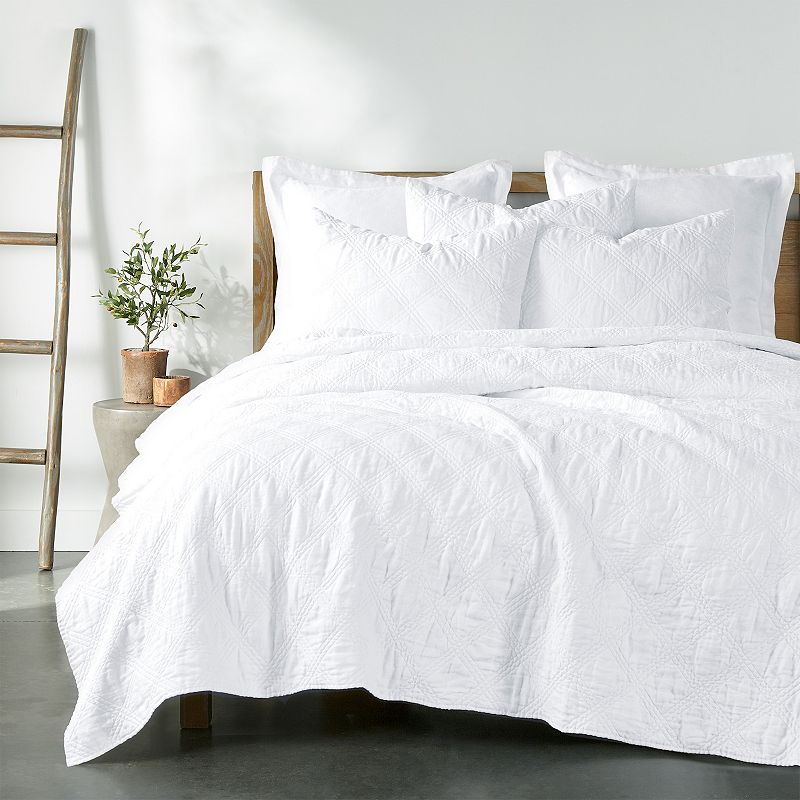 Levtex Home Washed Linen Quilt or Sham, White, King