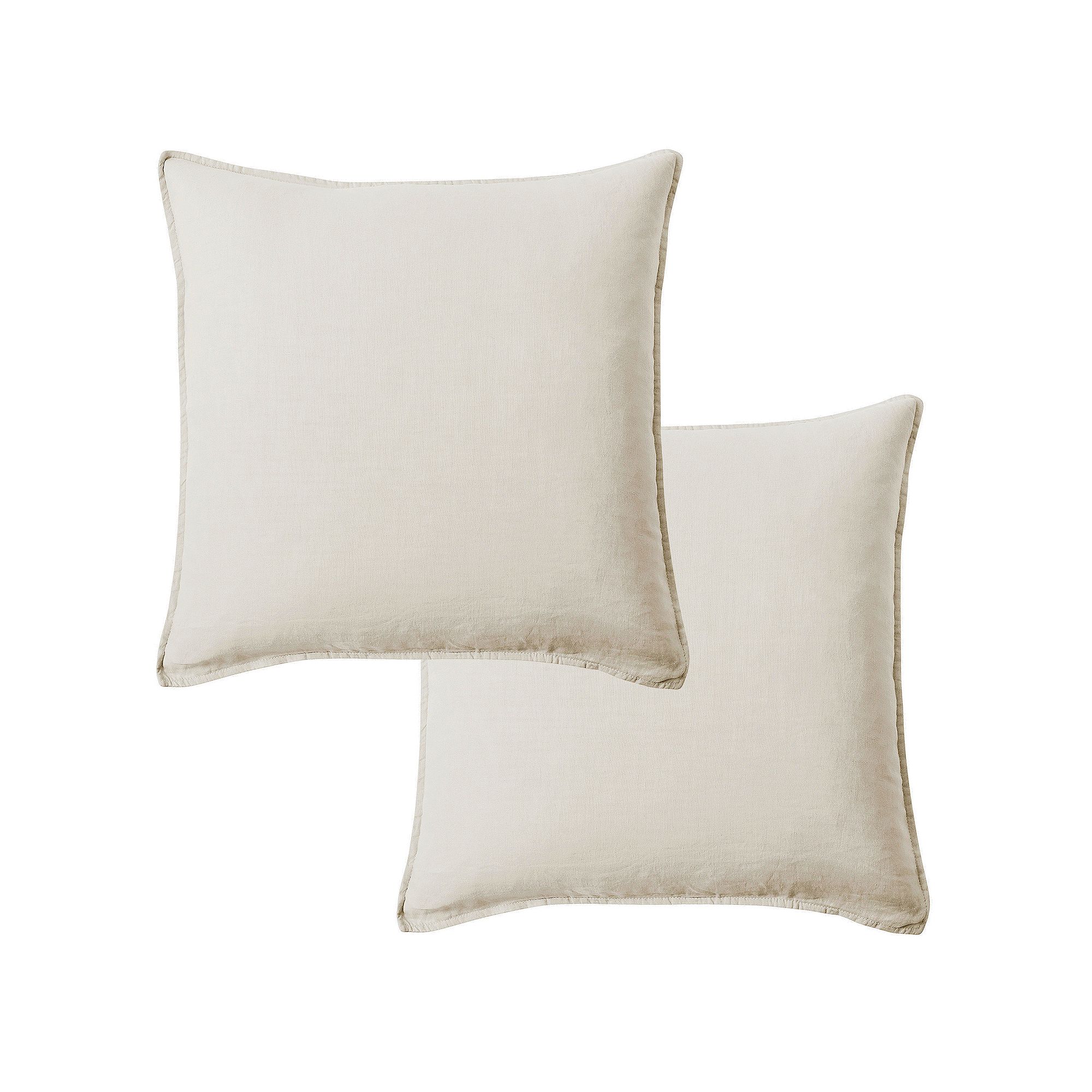 Levtex Home 2-pack Washed Linen Square Throw Pillow Cover, Natural