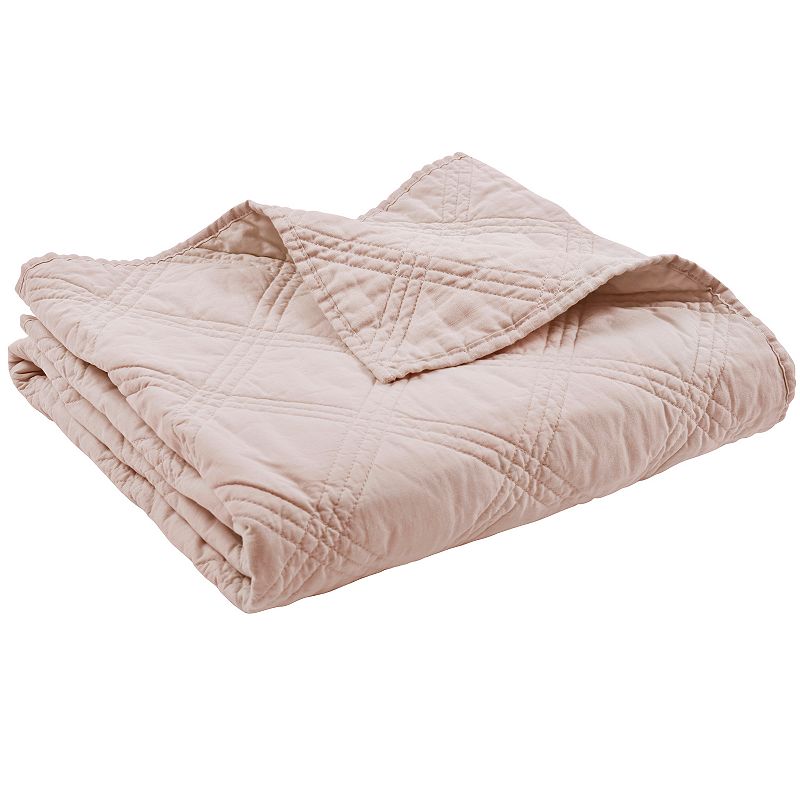 Levtex Home Washed Linen Quilted Throw, Pink