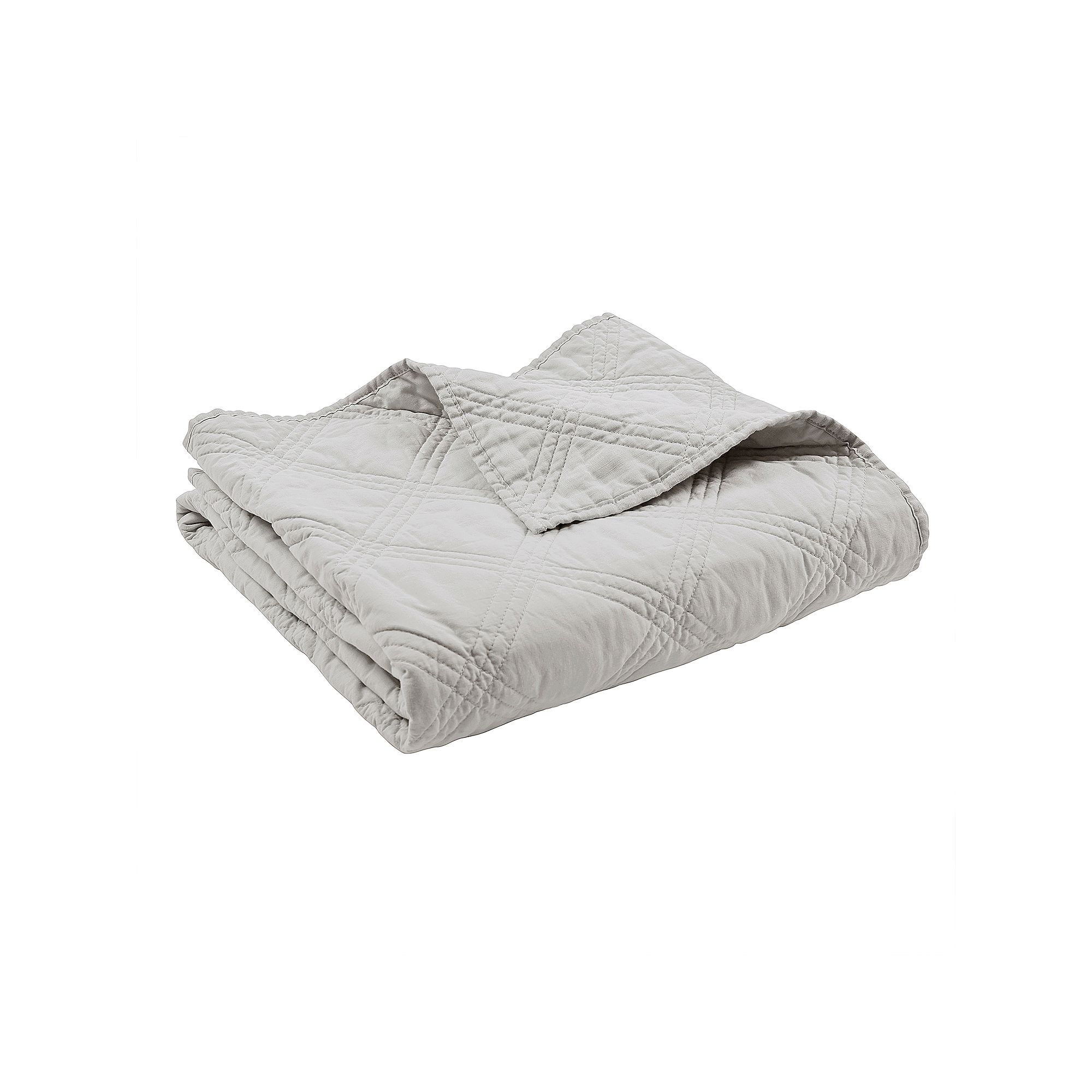 Levtex Home Washed Linen Quilted Throw, Light Gray