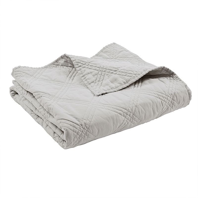 Levtex Home Washed Linen Quilted Throw, Grey