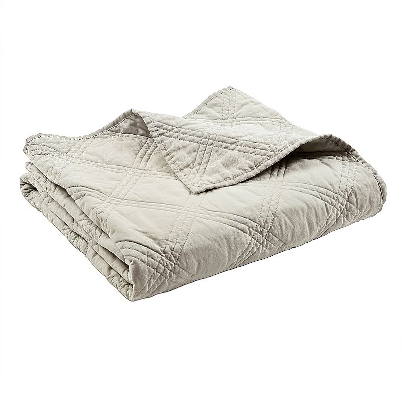 Levtex Home Washed Linen Quilted Throw, White