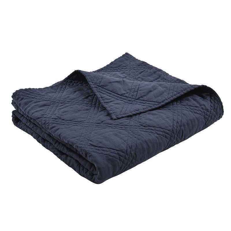 Levtex Home Washed Linen Quilted Throw, Blue