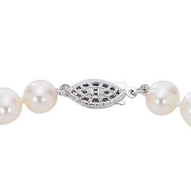 PearLustre by Imperial Sterling Silver Freshwater Cultured Pearl Necklace Flexible Cuff Bracelet & Button Stud Earring Set