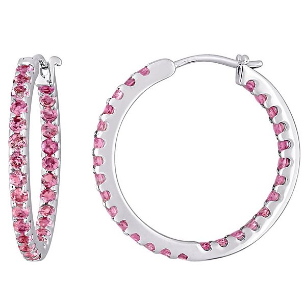 Hoop earrings - Metal & strass, gold, pink & crystal — Fashion