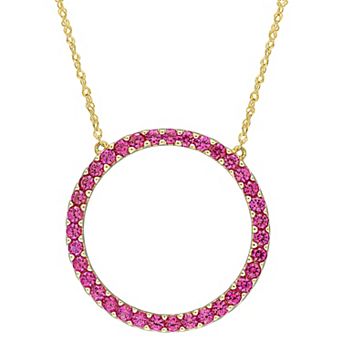 Stella Grace 10k Gold Lab-Created Ruby Circle Pendant Necklace