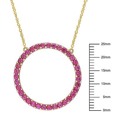 Stella Grace 10k Gold Lab-Created Ruby Circle Pendant Necklace