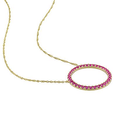 Stella Grace 10k Gold Lab-Created Ruby Circle Pendant Necklace