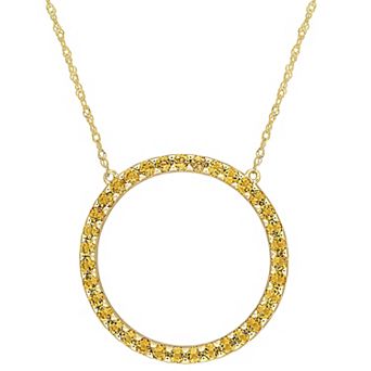 Stella Grace 10k Gold Citrine Circle Pendant Necklace