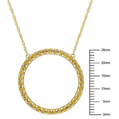 Stella Grace 10k Gold Citrine Circle Pendant Necklace