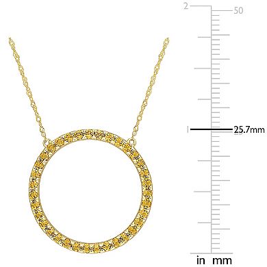 Stella Grace 10k Gold Citrine Circle Pendant Necklace