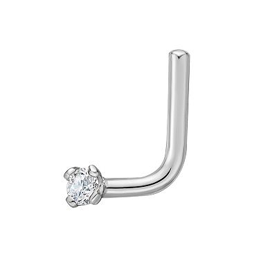 Lila Moon 14k Gold Diamond Accent 90 Degree Nose Stud