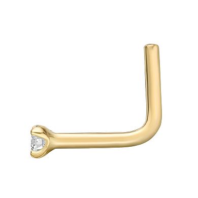 Lila Moon 14k Gold Diamond Accent 90 Degree Nose Stud