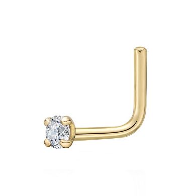 Lila Moon 14k Gold Diamond Accent 90 Degree Nose Stud