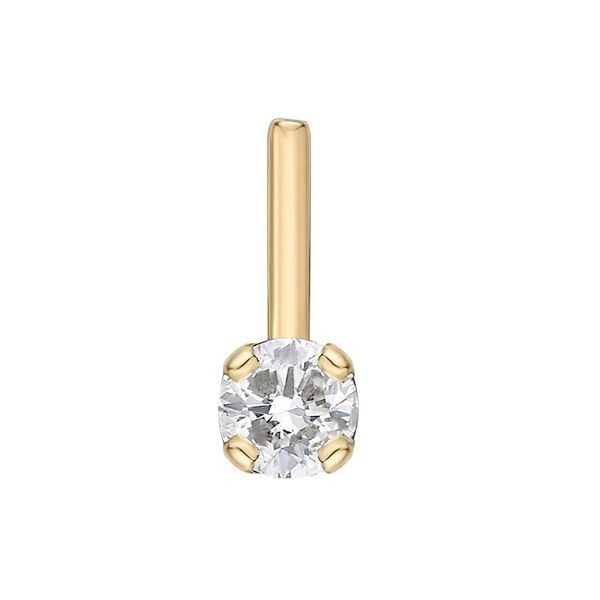 Nose Stud Prong Set Lab Diamond 14 Karat Solid Gold