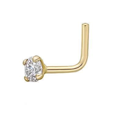 Lila Moon 14k Gold Diamond Accent L-Shape Nose Stud