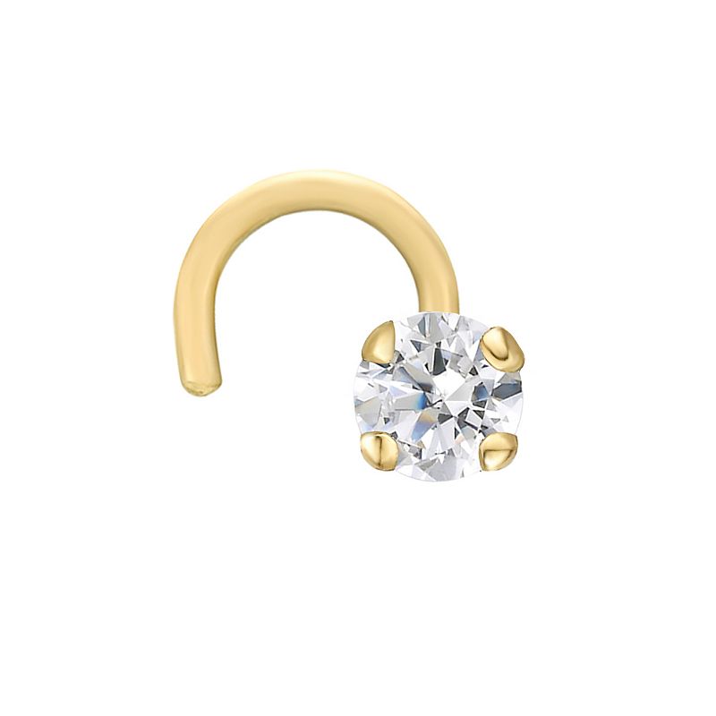 Lila Moon 14k Gold Curved Prong Diamond Accent Nose Stud, Womens, White