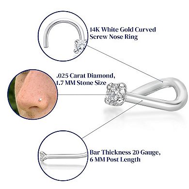Lila Moon 14k Gold Curved Prong Diamond Accent Nose Stud