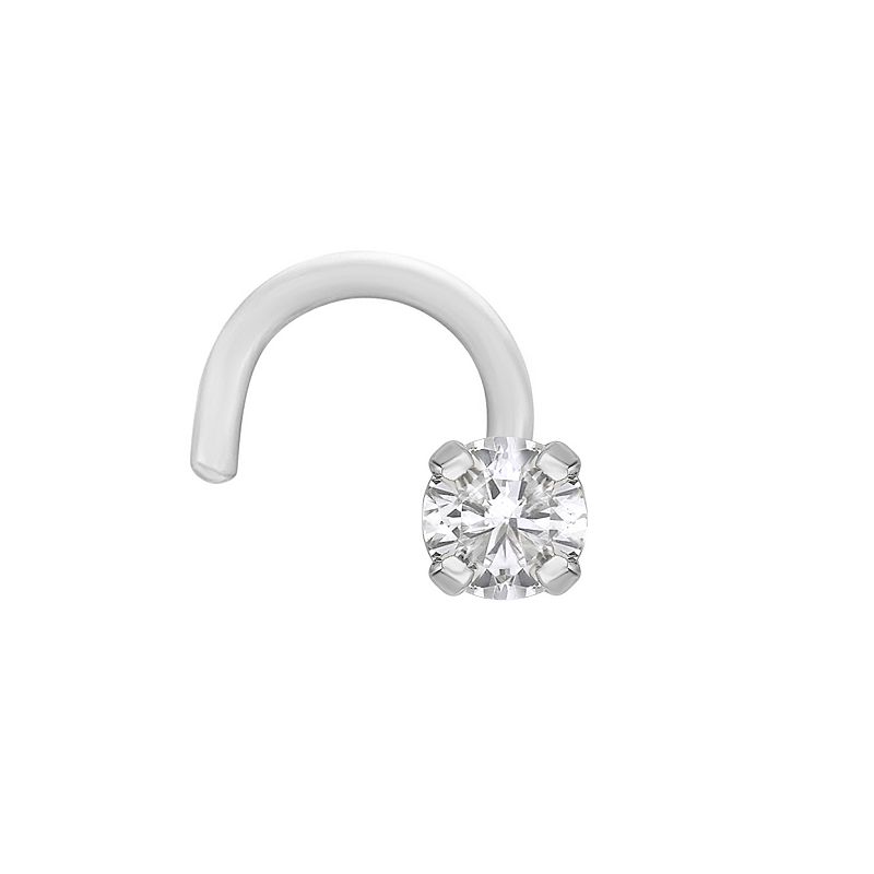 Lila Moon 14k White Gold Curved Diamond Accent Nose Stud, Womens