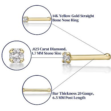 Lila Moon 14k Gold 1.7 mm Diamond Accent Nose Stud