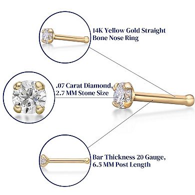 Lila Moon 14k Gold 2.7 mm Diamond Accent Nose Stud