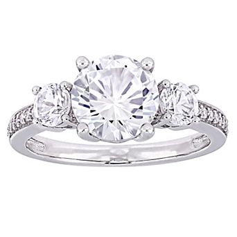 Stella Grace 10k White Gold Lab-Created White Sapphire & Diamond Accent 3-Stone Ring
