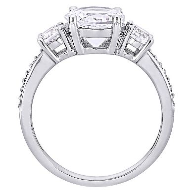 Stella Grace 10k White Gold 3 ct. T.W. Lab-Created White Sapphire & Diamond Accent 3-Stone Ring