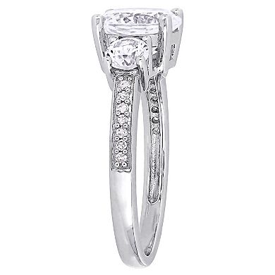 Stella Grace 10k White Gold 3 ct. T.W. Lab-Created White Sapphire & Diamond Accent 3-Stone Ring