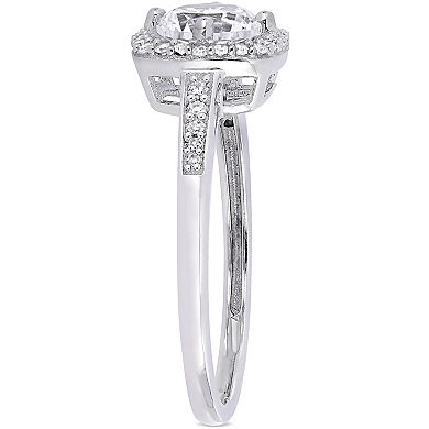 Stella Grace 10k White Gold Lab-Created White Sapphire & 1/3 ct. T.W. Diamond Halo Earrings Pendant & Ring Set