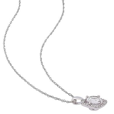 Stella Grace 10k White Gold Lab-Created White Sapphire & 1/3 ct. T.W. Diamond Halo Earrings Pendant & Ring Set
